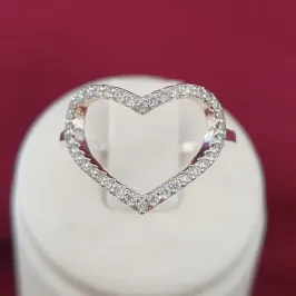 Anel Coração Vazado Cravejado (n18)