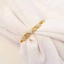 Anel Corações Vazados e Pontos de Luz (n15)