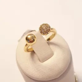 Anel Esferas Lisa e Cravejada (n15 ajustável)