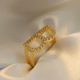 Anel Letra B Cravejada