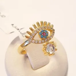 Anel Olho Grego Colorido (ajustável)