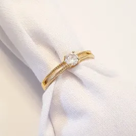 Anel Solitário 2 Fios Vazados (n15)