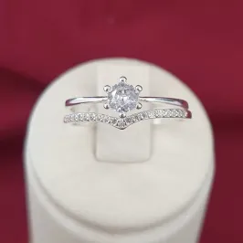 Anel Solitário e V cravejado (n18)