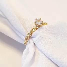 Anel Solitário Oval e Bolinha (n14)