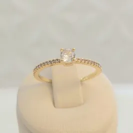 Anel Solitário Zirc 4mm Cravejado Fino (n17)