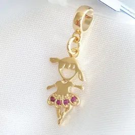 Berloque Bailarina Saia Rosa