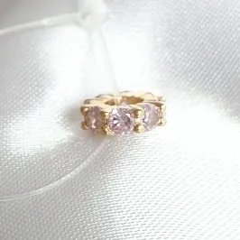 Berloque Zircônias Rosa Claro