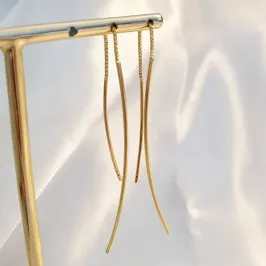 Brinco Agulha 2 Fios Curvados