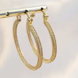 Brinco Argola Grande Inteira Cravejada