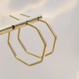 Brinco Argola Octagonal 2,5cm