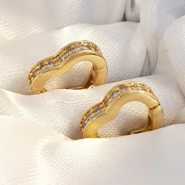 Brinco Argolinha Coração Cravejado P