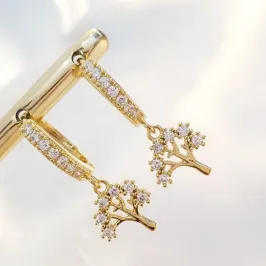 Brinco Argolinha Cravejada Árvore da Vida