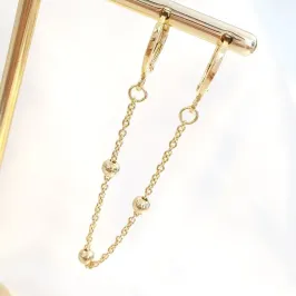 Brinco Argolinha Dupla Corrente Bolinhas