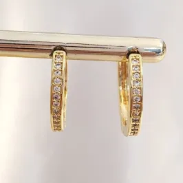 Brinco Argolinha Fina Cravejada G