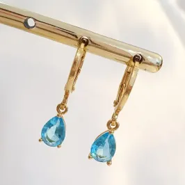 Brinco Argolinha Gota Azul Claro