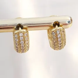 Brinco Argolinha Grossa 3 Linhas Cravejadas P