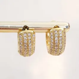 Brinco Argolinha Grossa 4 Linhas Cravejadas M