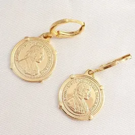 Brinco Argolinha Medalha Moeda Austríaca