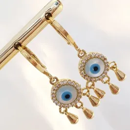 Brinco Argolinha Olho Grego Cravejado