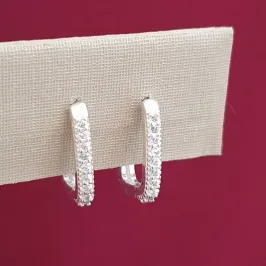 Brinco Argolinha Oval Cravejada P