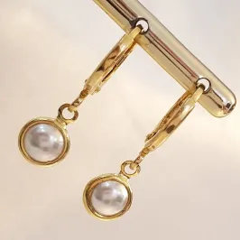 Brinco Argolinha Pérola Achatada