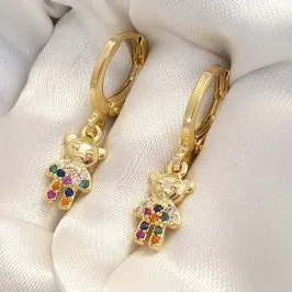 Brinco Argolinha Ursinho Colorido