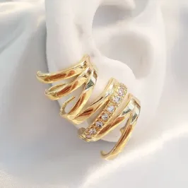 Brinco Ear Hook Fios Lisos e Cravejado