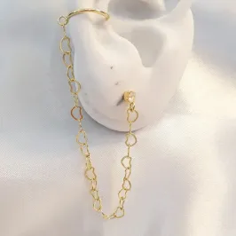 Brinco Ponto de Luz Elos Coração e Piercing Fake