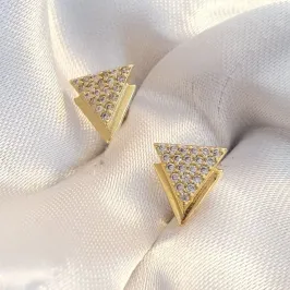 Brinco Triângulos Liso e Cravejado