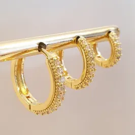 Brinco Trio Argolinha Cravejada