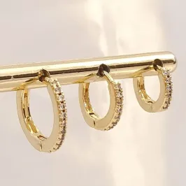 Brinco Trio Argolinha Cravejada Fina