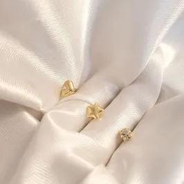 Brinco Trio Luz Estrela Coração