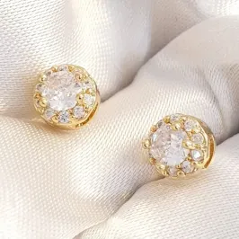 Brinco Zircônia Cristal Borda Cravejada