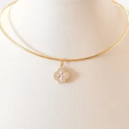 Colar Aro Trevo Cravejado (choker)