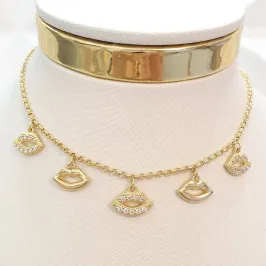 Colar Bocas Lisas e Cravejadas (choker)