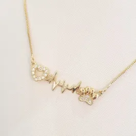 Colar Coração Batimento Dog Cravejado