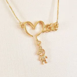 Colar Mãe Coração com Menino Cravejado