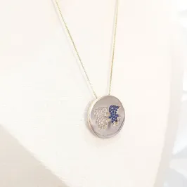 Colar Medalha Casal de Filhos Cravejados