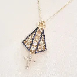 Colar Nossa Senhora Cravejada Azul