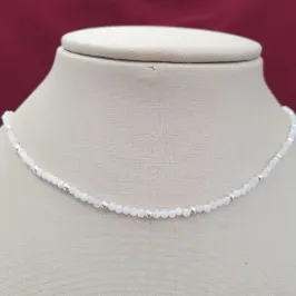 Colar Pedras Branca 35cm (+5)