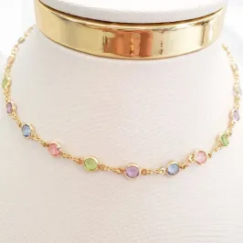 Colar Pedras Coloridas (choker)