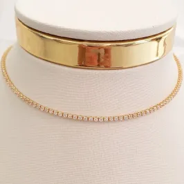 Colar Riviera Cristal Fina 30cm (+10)