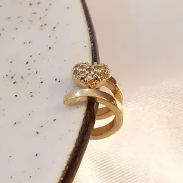 Piercing Fake Duplo Fio Coração Cravejado