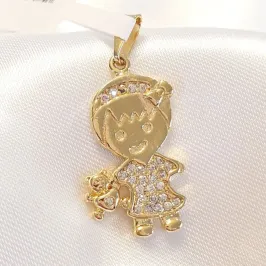 Pingente Menina com Urso