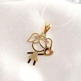 Pingente Menina Lisa com Coração