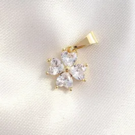 Pingente Trevo Pedras Zircônias