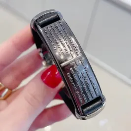 Pulseira Couro Pai Nosso Ródio