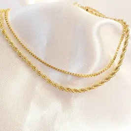 Pulseira Dupla Veneziana e Cordão Baiano