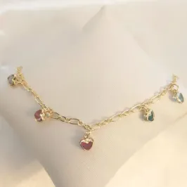 Pulseira Infantil Corações Coloridos