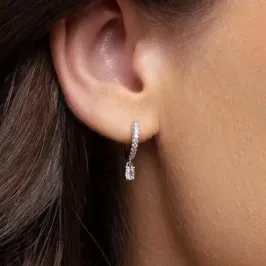 Brinco Argola Cravejada Pingente Zircônia